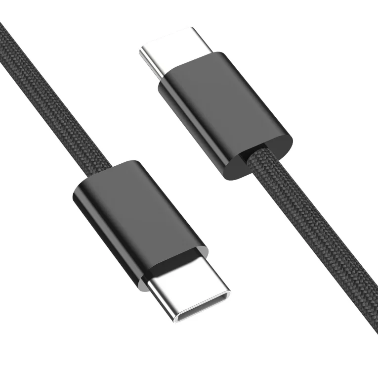 H7913bb32e2e441bf87a7697a7f0e79dbu.webp New Nylon Braided PD Fast Charging Cable Type-C to Type-c Cord Data Cable for Smart Phones Pure Copper Shenzhen Manufacturer-1 m / Black - Image 1