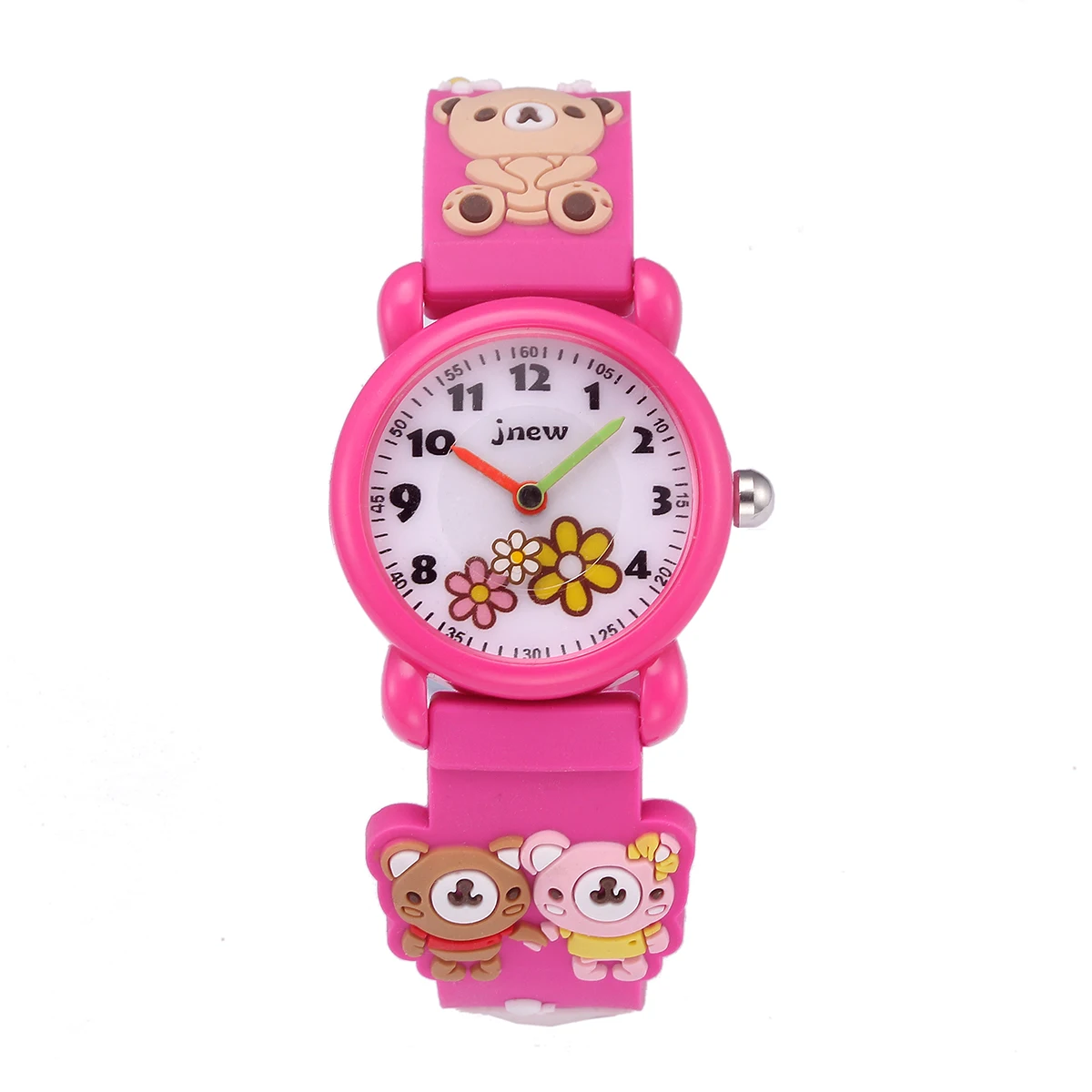 H7b0a023643c645ee8612ad9cd82f0a99a.webp Sports Analog Quartz Watch for Kids & Pupils 3D Bear Pattern Waterproof Glass Dial Fashionable & Stylish 5mm PC Case for Girls-cute bear / Red - Image 1