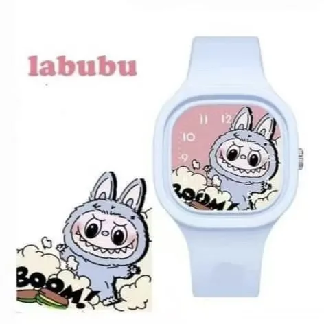 Had24280b57f240f4b906bcd109468371K.webp New Labubu Kids Watch Cartoon Dolls Character Round Silicone Strap Analog Digital Watch Boys Girls Children Toys Birthday Gifts-Round dial / Beige - Image 1